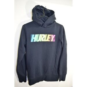 Hurley Speed Rainbow In Motion Graphic Logo Hoodie BOYS L 12 13 Black